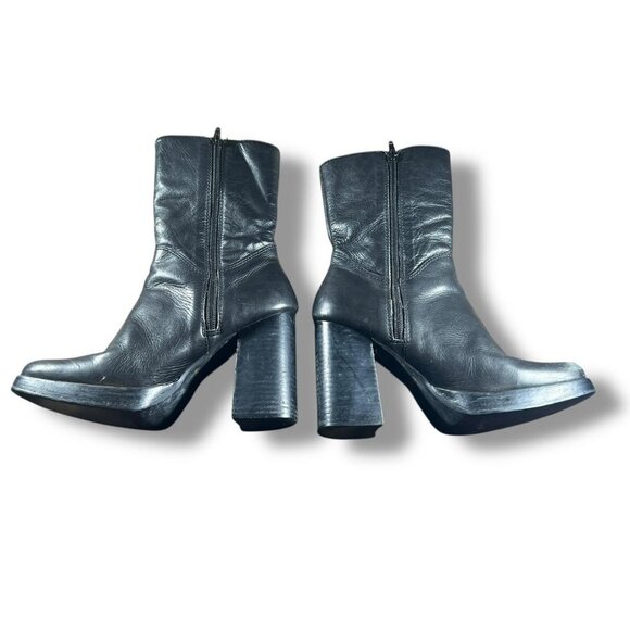 Vintage Candie’s Black Platform Chunky Heel Boots - Picture 2 of 6